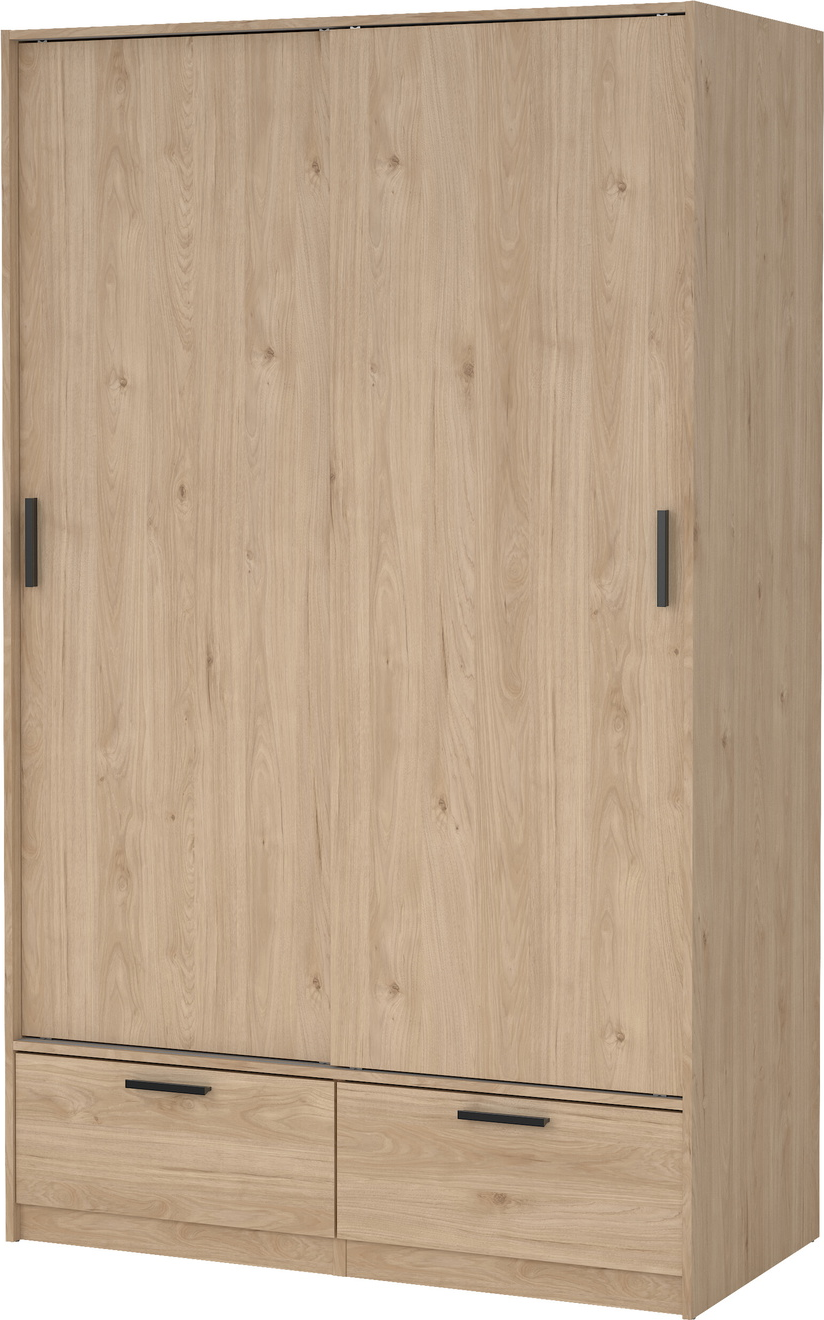 Garderobeskab Vesterholm Liva   Døre   Skuffer Justerbare Hylder Jackson Hickory H200ã B121ã D60 Cm Fsc