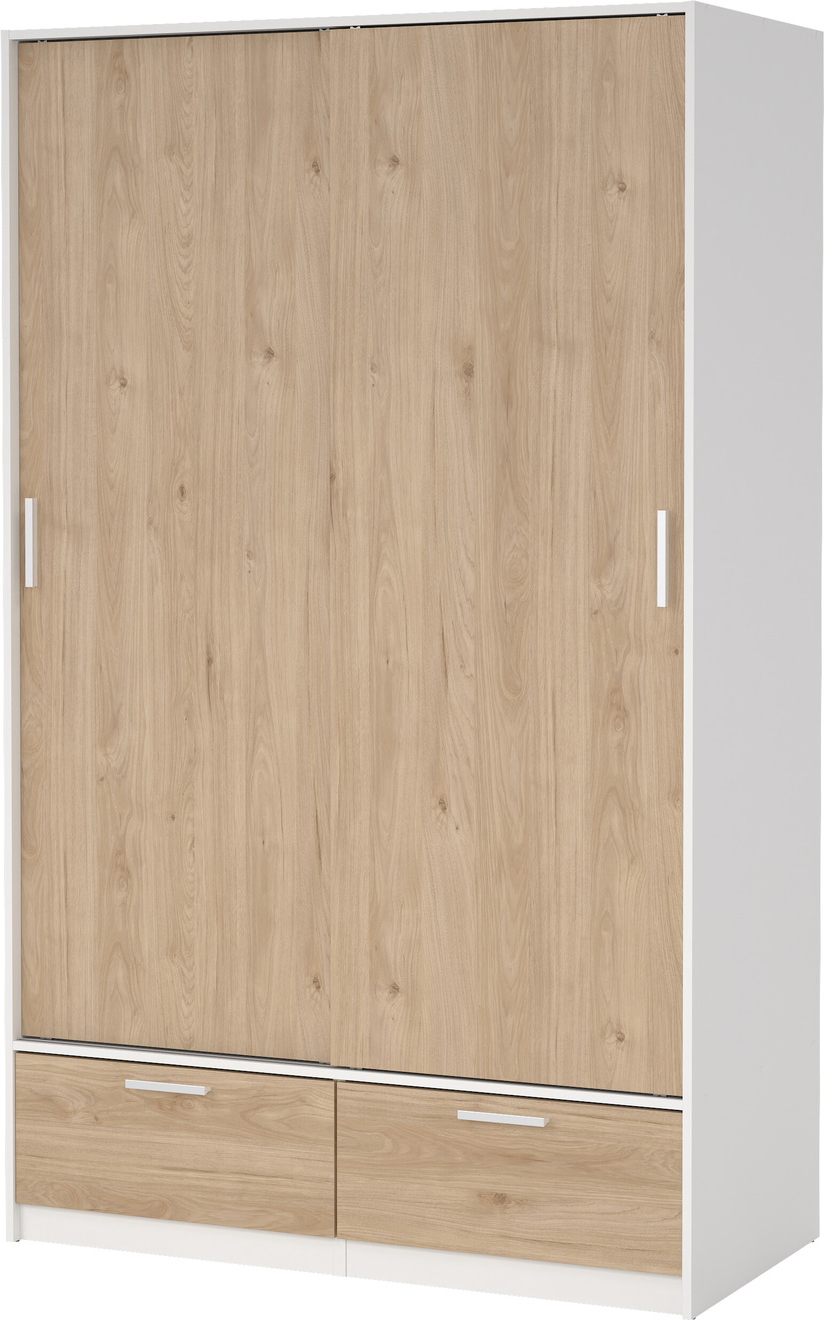 Garderobeskab Vesterholm Liva  -dørs   -skuffer Hvid Jackson Hickory H200    B121    D60 Cm