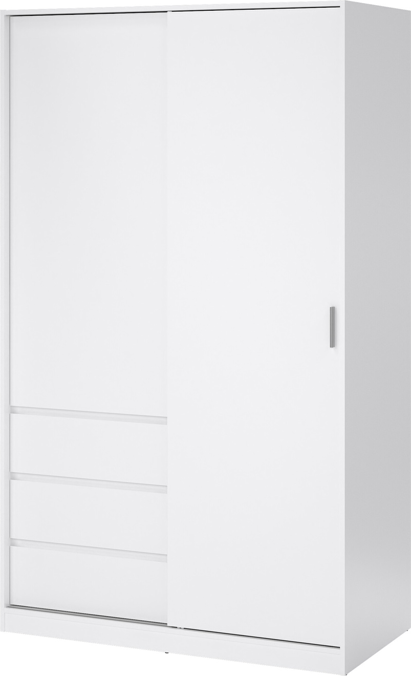 Garderobeskab Vesterholm Naia H200xb118xd60 Cm Hvid Højglans  Skydedørhængseldør    Skuffer  Fsc