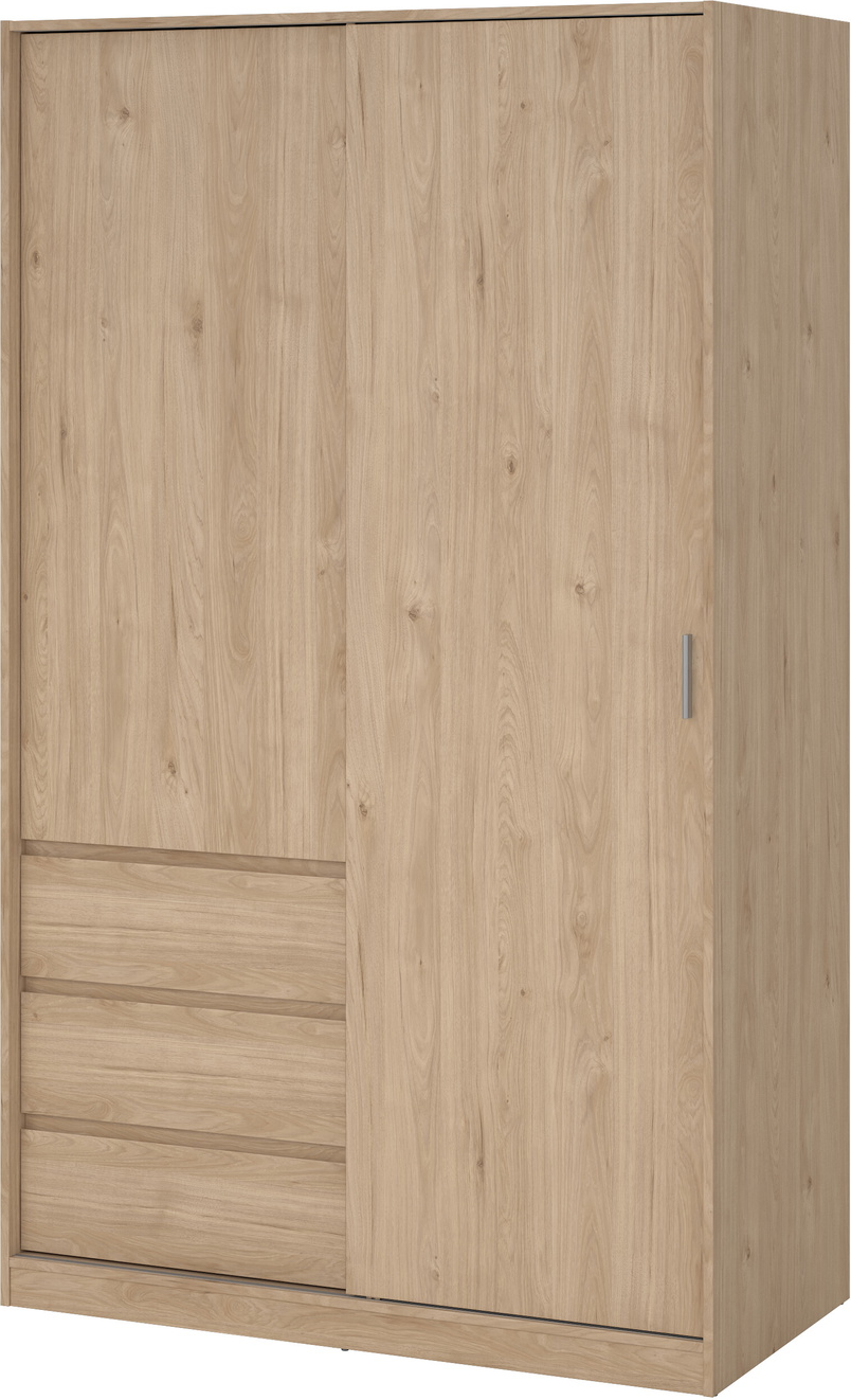 Garderobeskab Vesterholm Naia H200xb118xd60 Cm Jackson Hickory Skydedør   Hængslet Dør    Skuffer  Fsc-cert