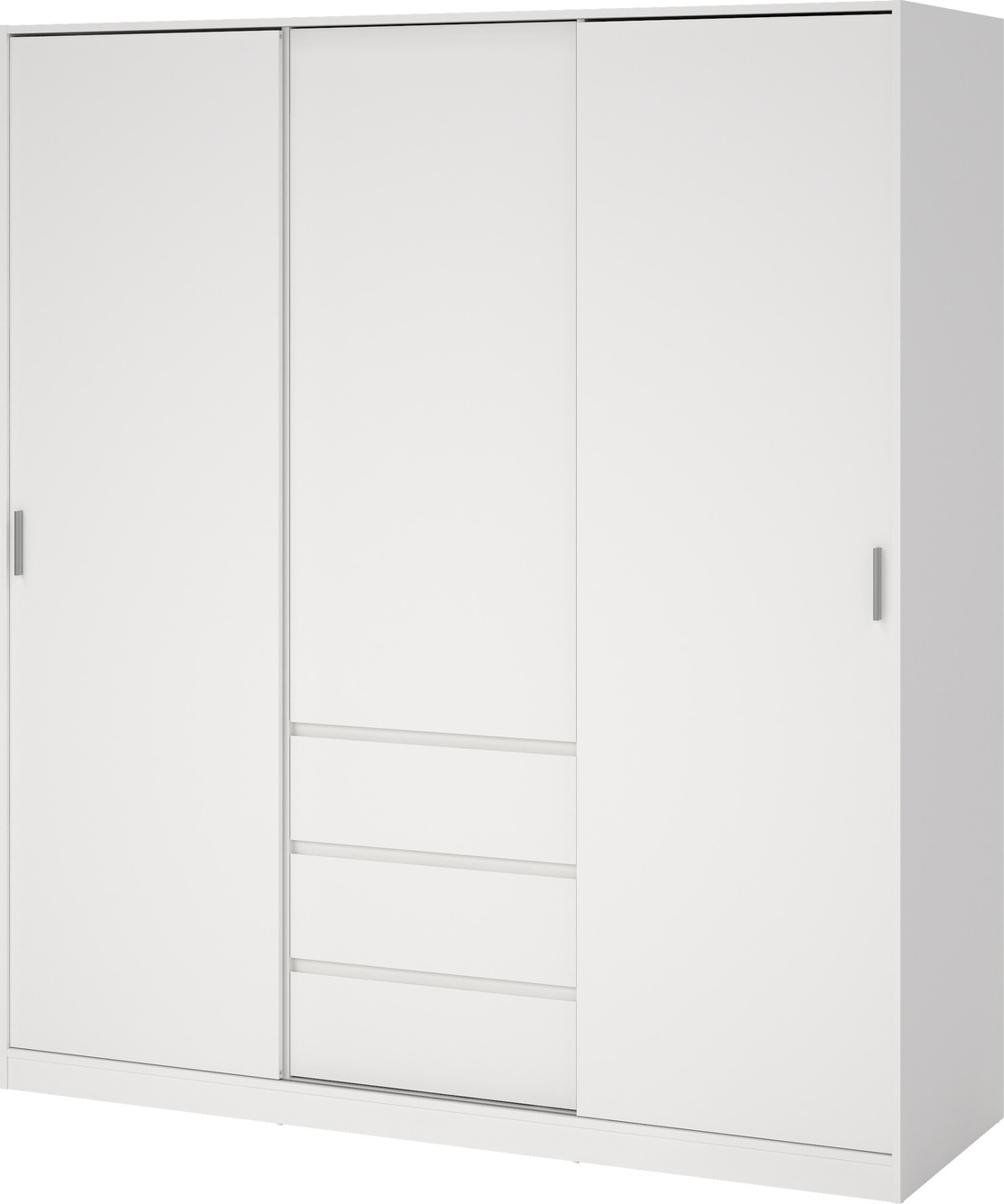 Garderobeskab Vesterholm Naia    Skydedøre    Hængslet Dør    Skuffer  H200xb177xd60 Cm  Hvid  Fsc