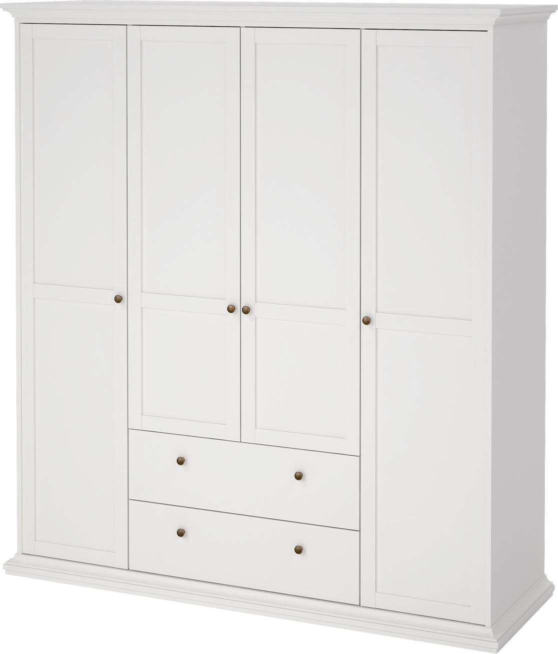 Garderobeskab Vesterholm Nora  -dørs   Skuffer  Hvid Spånplade  H200ã B181ã D61 Cm  Fsc