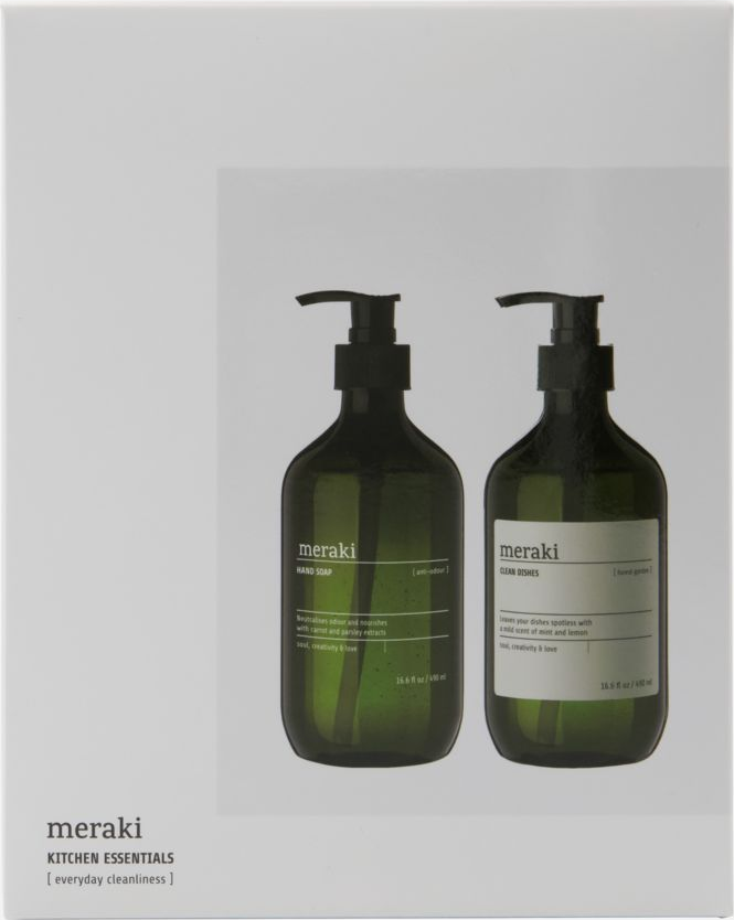 Gaveæske Meraki Kitchen Essentials   Håndsæbe   Opvaskemiddel 2x490 Ml Hvid