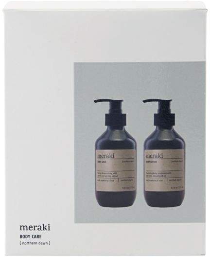 Gaveæske med økologisk Bodywash og Bodylotion fra Meraki