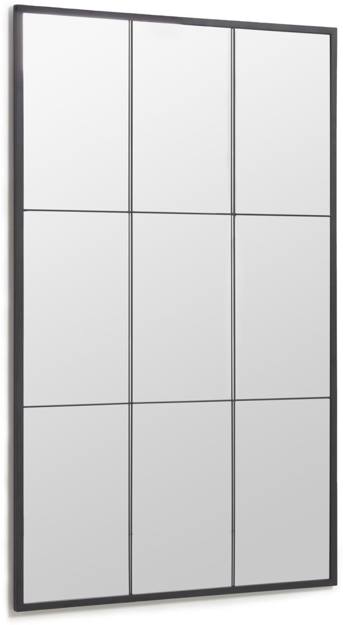 Gulv- Og Vægspejl Kave Home Ulrica 160x100 Cm Sort Mat Industrielt Vinduesspejl