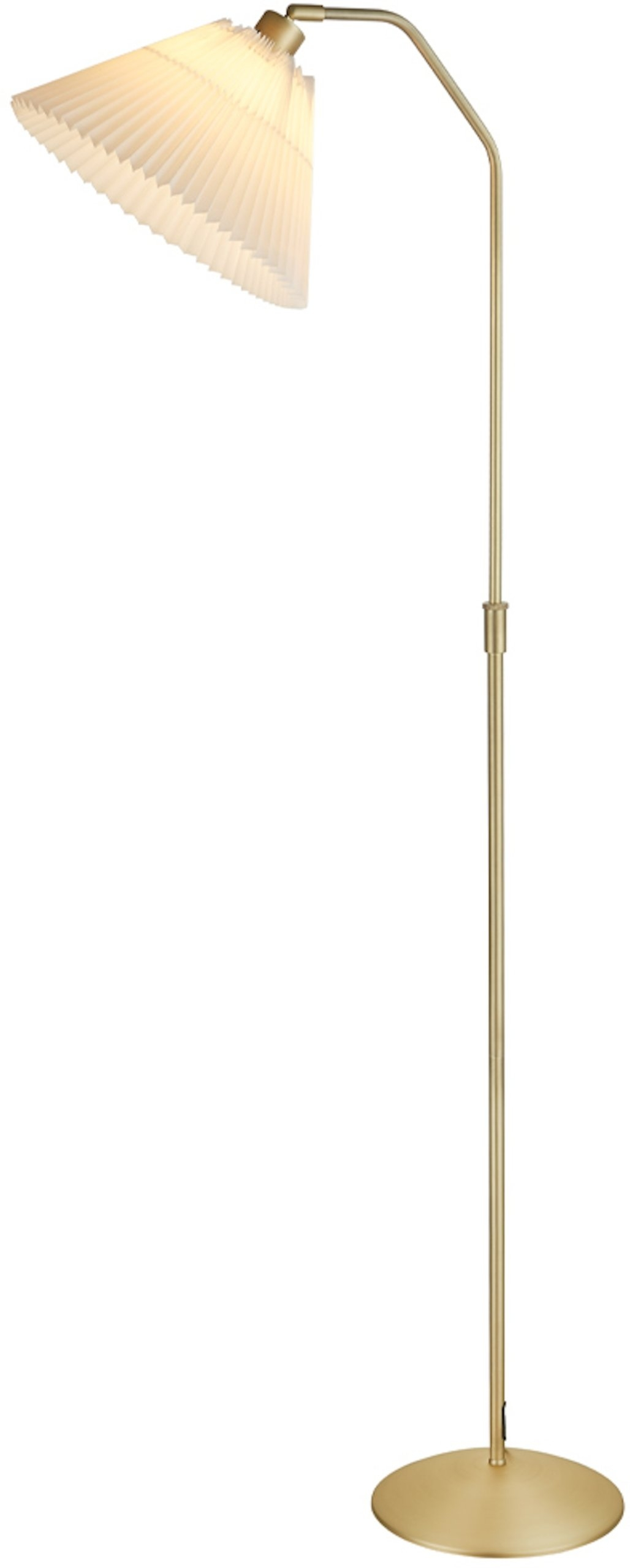 Gulvlampe i Messing med Plisseskærm - Skandinavisk Elegance