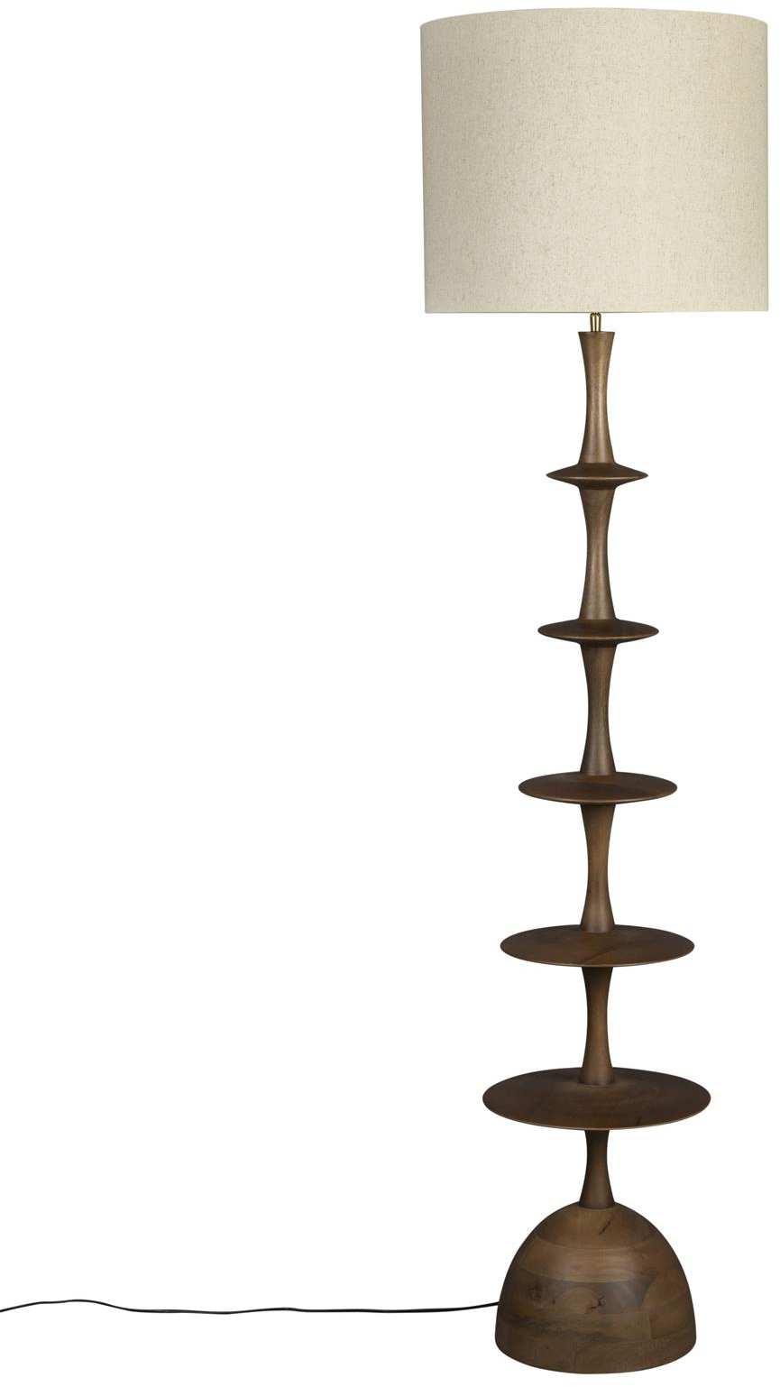 Gulvlampe Dutchbone Cath Mangotræ Med Linned Lampeskærm Lysegrå H179 Cm