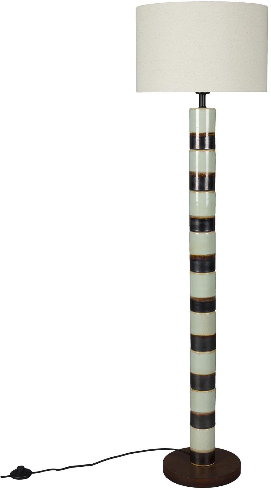 Gulvlampe Dutchbone Vertigo Retro Lysgrå Jern Valnøddegrøn Træ H143 ø45 Cm