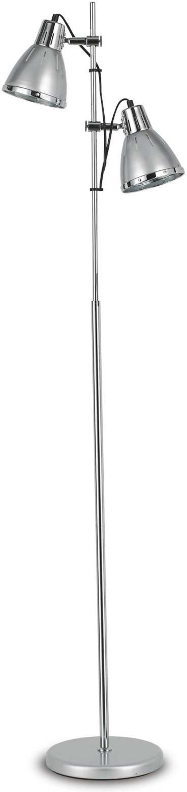 Gulvlampe Ideal Lux Elvis Standerlampe Sølv Metal ø24 H160 Cm Dobbelthovedet E27 2x60w