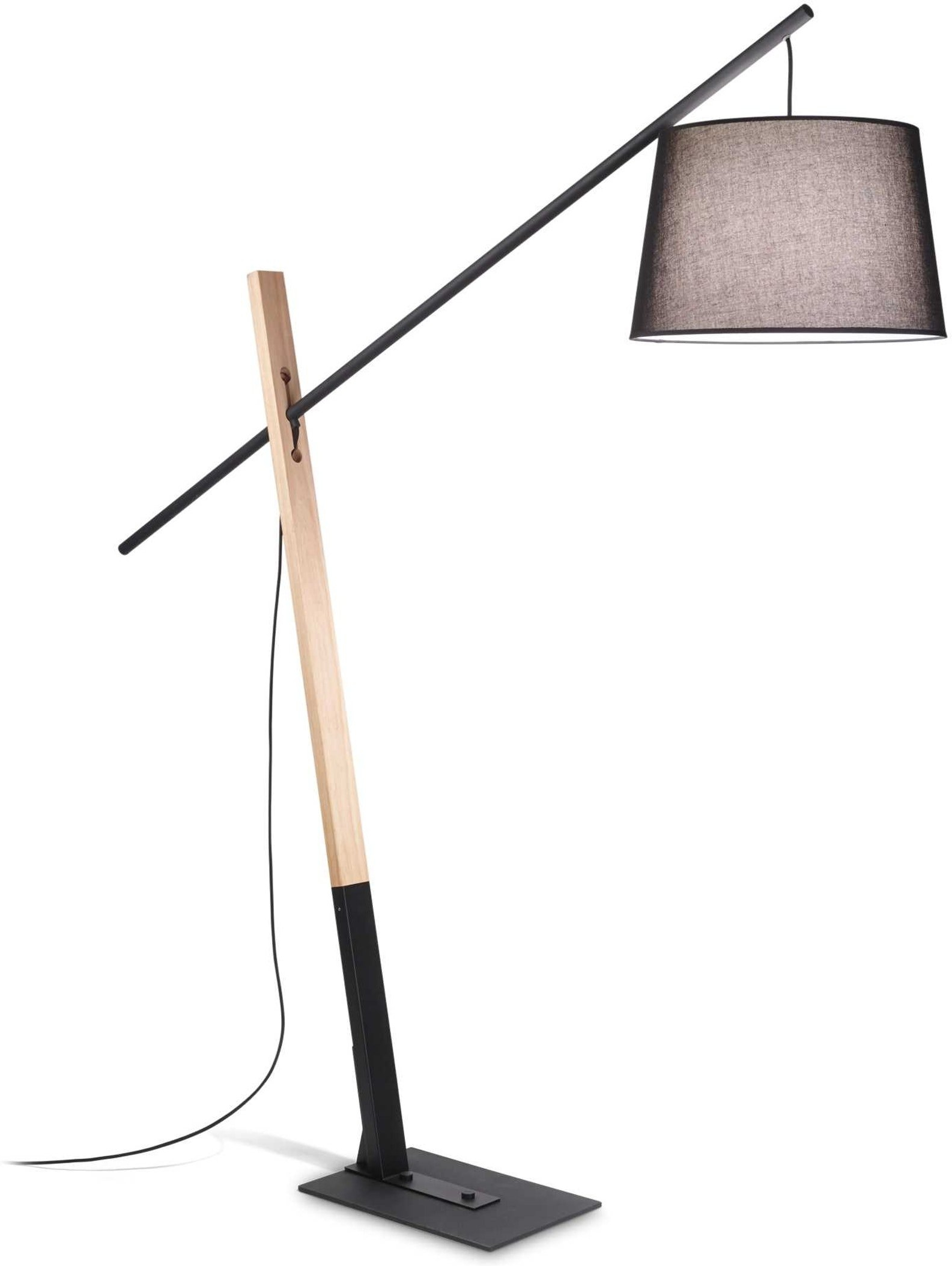 Gulvlampe Ideal Lux Eminent Sort Med Træ  Metal Og Stof ø42 H230 Cm