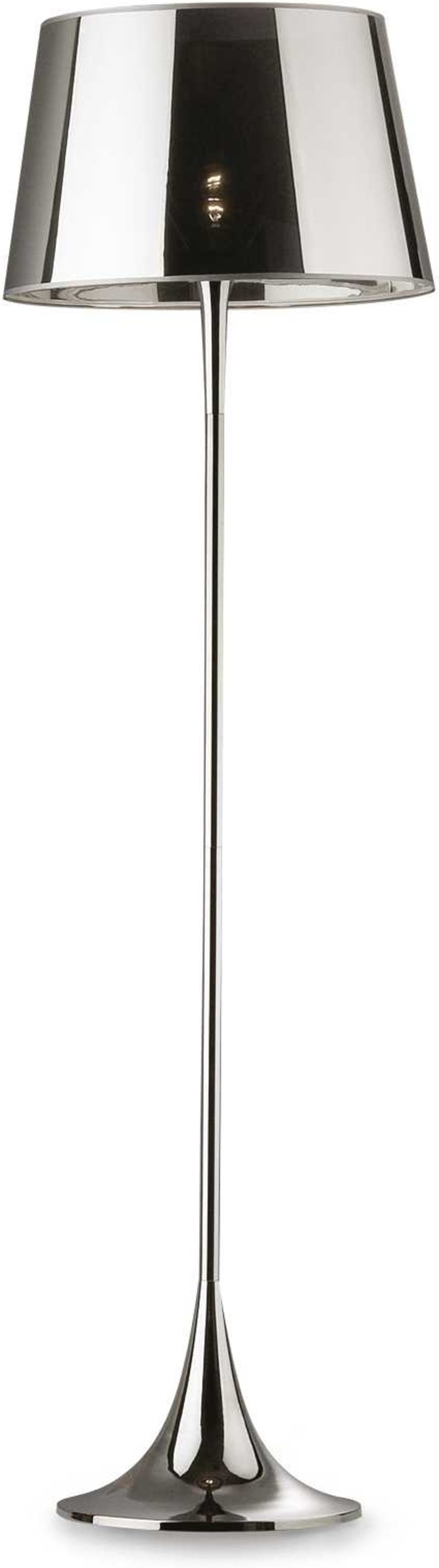 Gulvlampe Ideal Lux London   Krom ø50xh174 Cm Med Semi-transparent Stofskærm