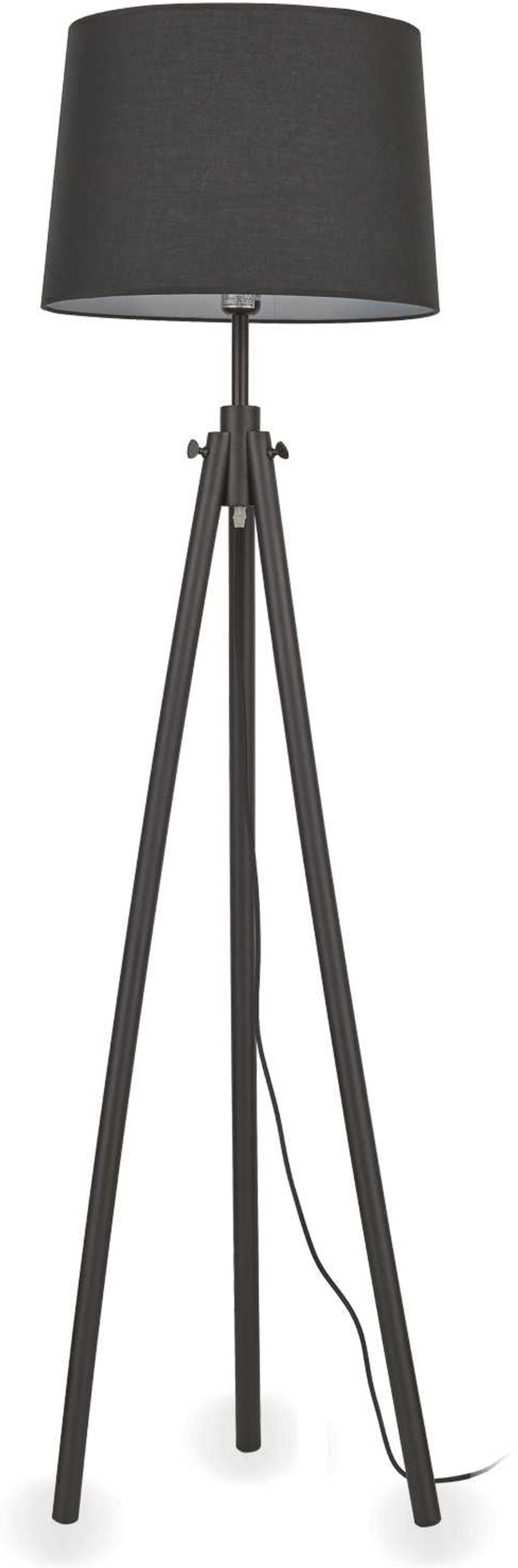 Elegant Sort Gulvlampe i Træ og Stof – 164 cm