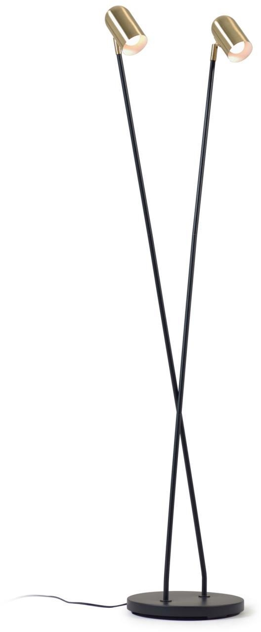 Gulvlampe Kave Home Clemence H152 Cm Sort Metal Med Guld Lampeskærm