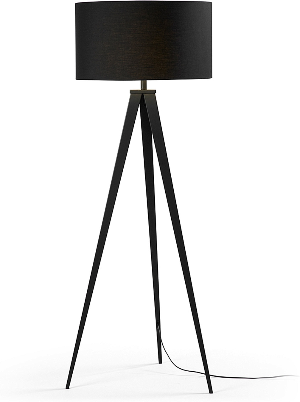 Gulvlampe Kave Home Iguazu Tripod Sort Moderne Nordisk Stativlampe Med 100  Bomuldsskærm