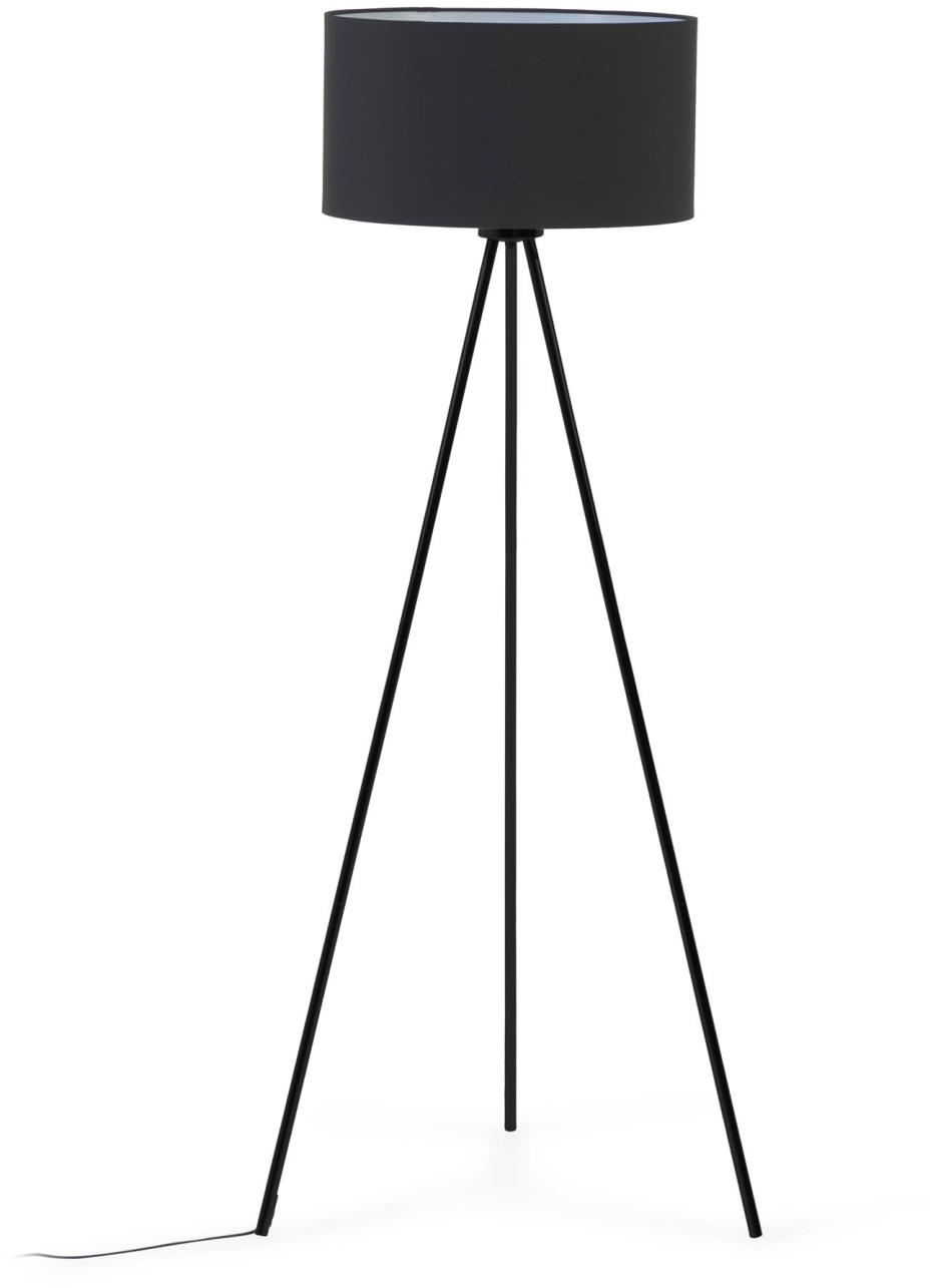 Gulvlampe Kave Home Ikia Moderne Sort Tripodlampe ø65ã H157 Cm Med Bomuldsskærm E27