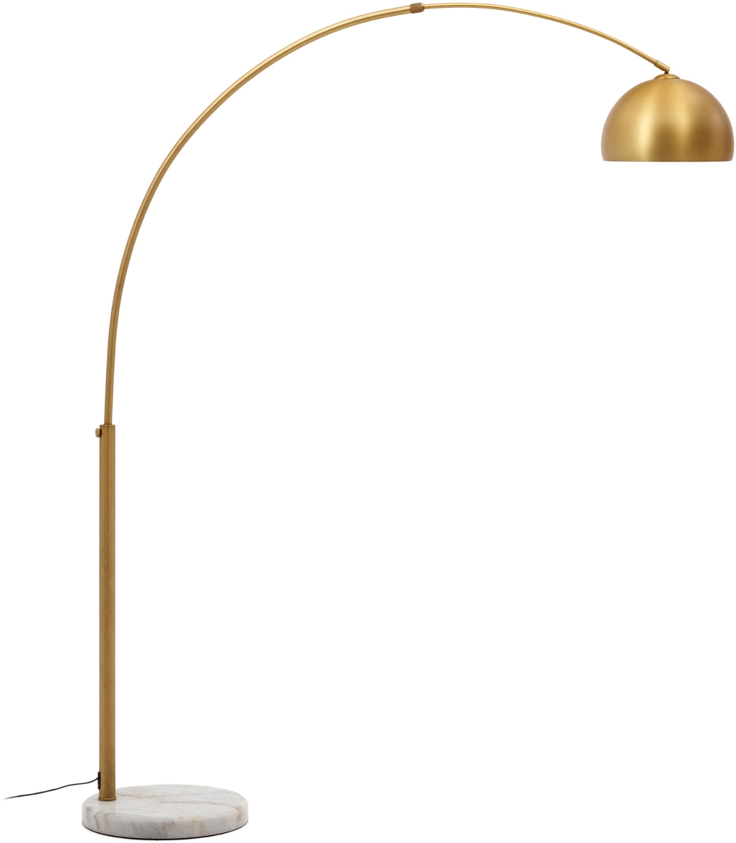 Gulvlampe Kave Home Madali   Stålampe Med Guldfinish Og Hvid Marmorfod  Justerbar Højde