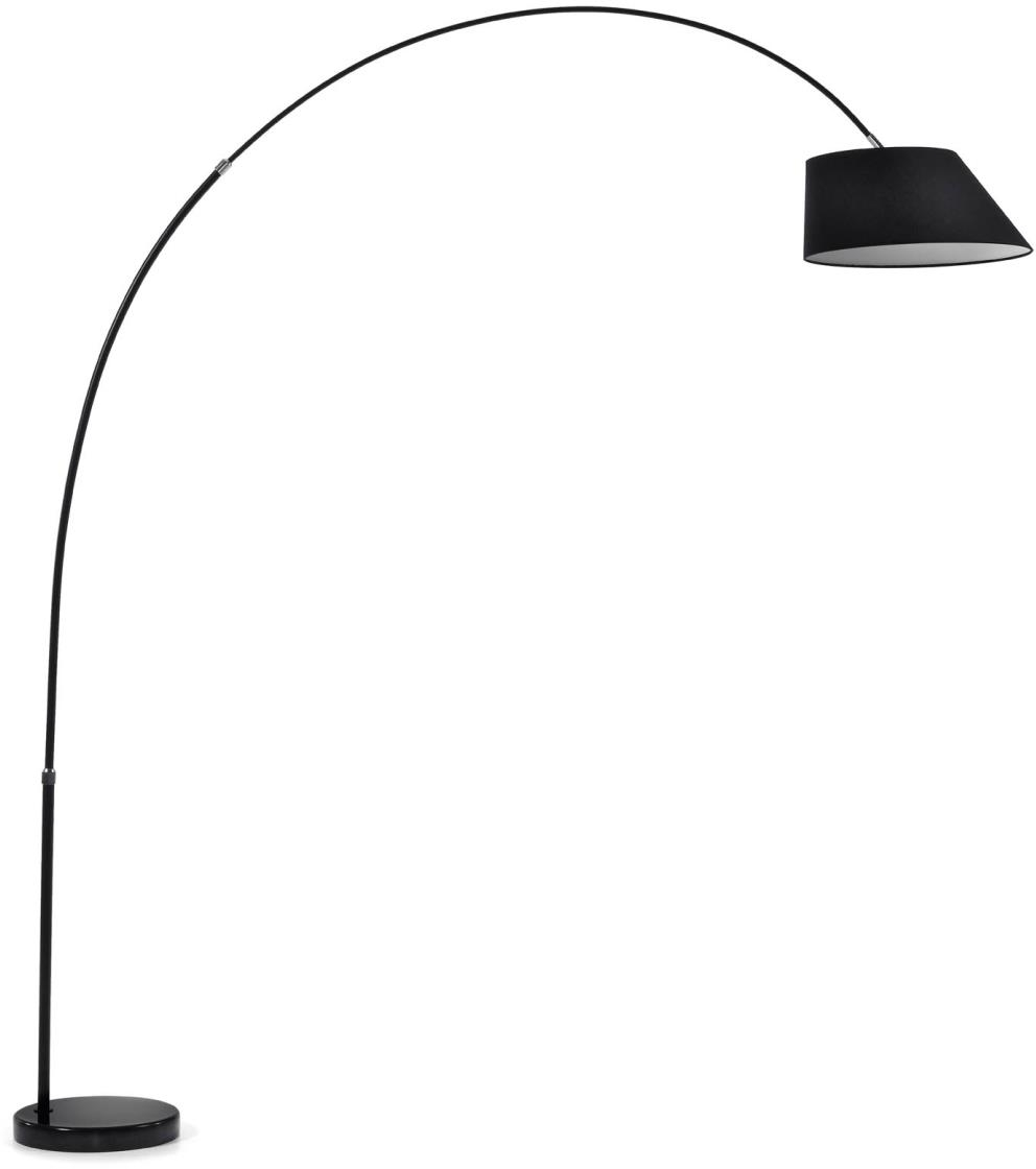 Gulvlampe Kave Home May  Moderne Nordisk Stil  Sort Stålarm   Marmorbase Med Bomuldsskærm  E27  H189 Cm