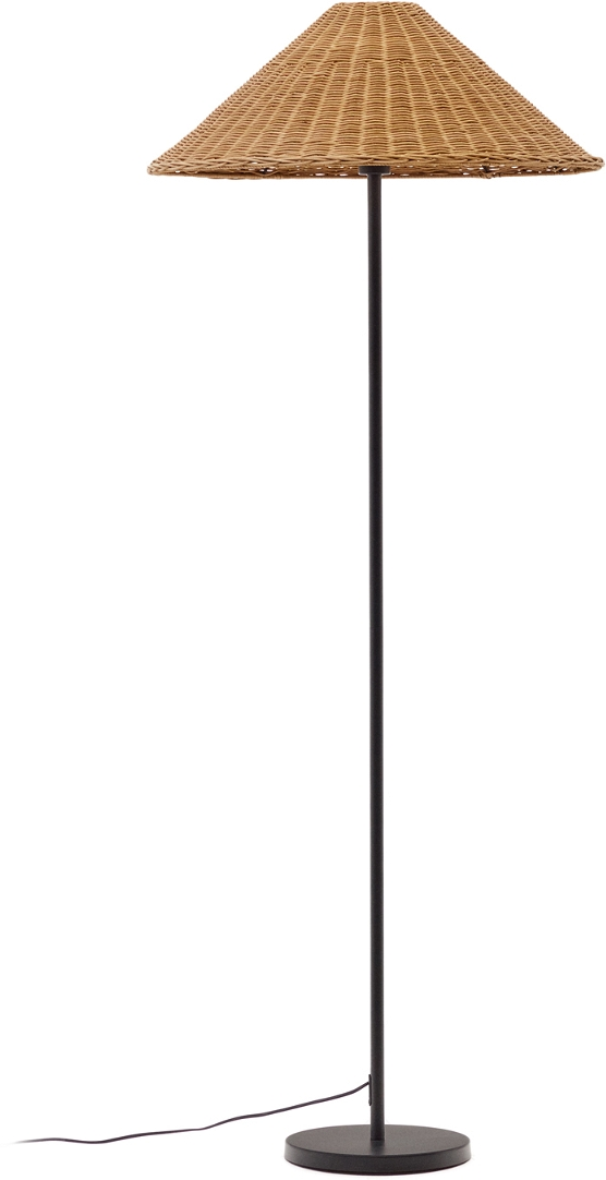 Gulvlampe Kave Home Urania Rustik Kolonial Jern- Og Rattanlampe ø61 H154 Cm
