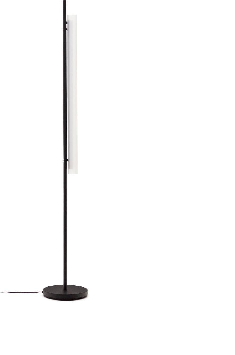 Gulvlampe Kave Home Vauxall Led Sort Jern Med Frostet Glas H150 Cm