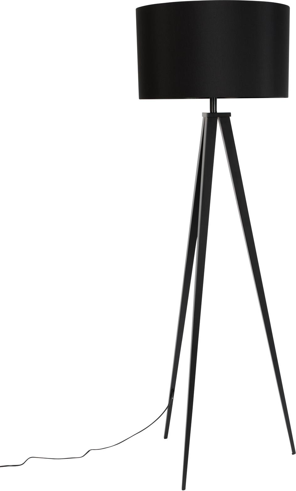 Gulvlampe Zuiver Tripod Antracit H157xø50 Metalstel Polyester Lampeskærm E27-fatning