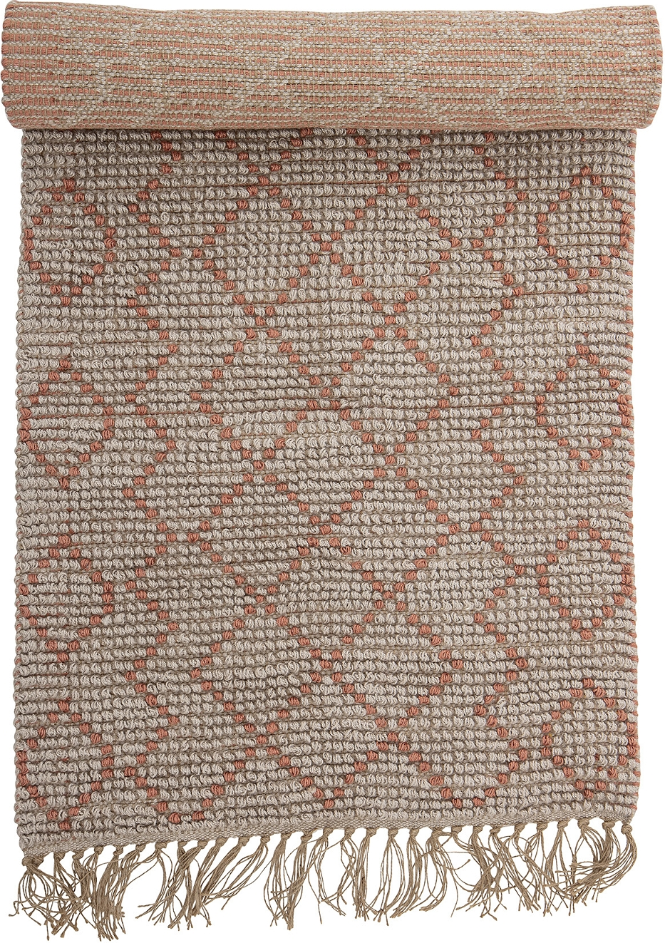 Gulvtæppe Abriella fra Bloomingville - Jute med orange mønster