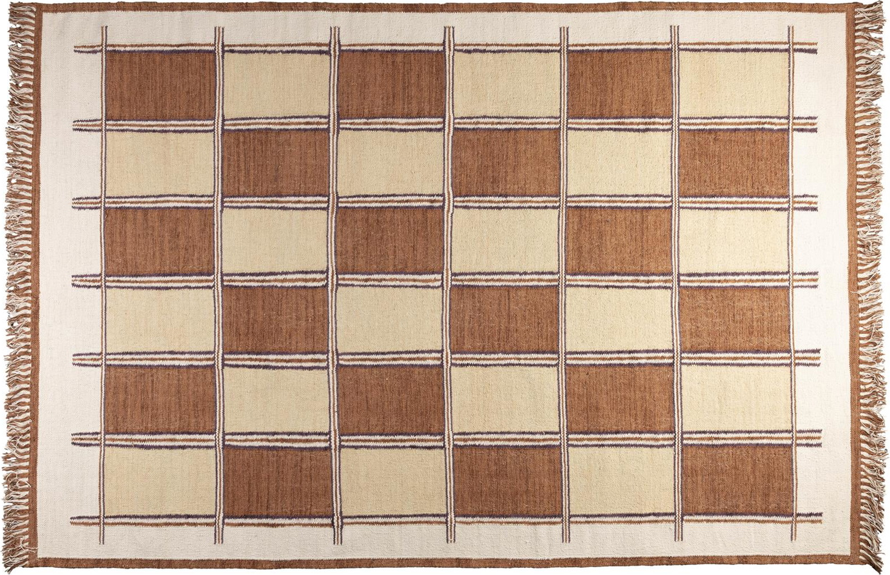 Gulvtæppe Dutchbone Gambit 160x230 Cm   Perlemor 100  Bomuld Med Asymmetrisk Mønster
