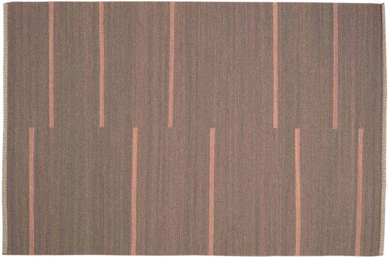 Gulvtæppe Kave Home Caliope 160x230 Cm Brunrødt Stribet Vintage   Uld Bomuld