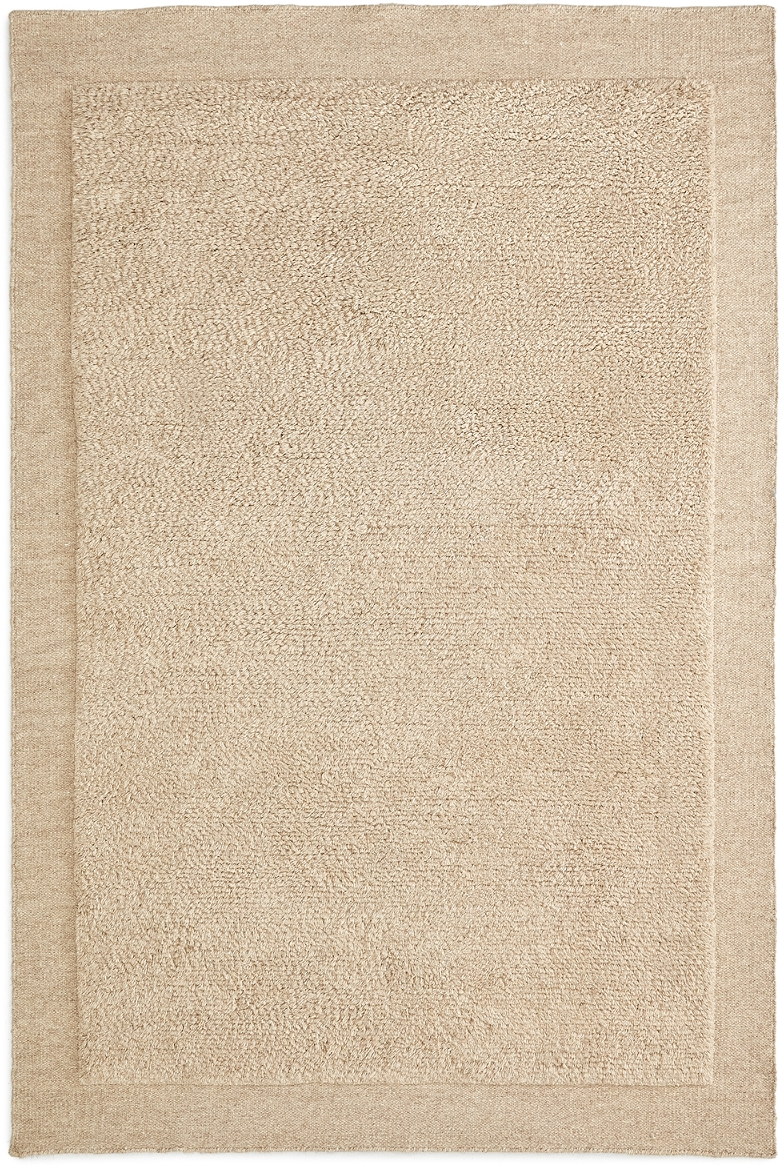 Gulvtæppe Kave Home Marely 100 Uld 160x230 Cm Beige Håndvævet Rustik Kolonial