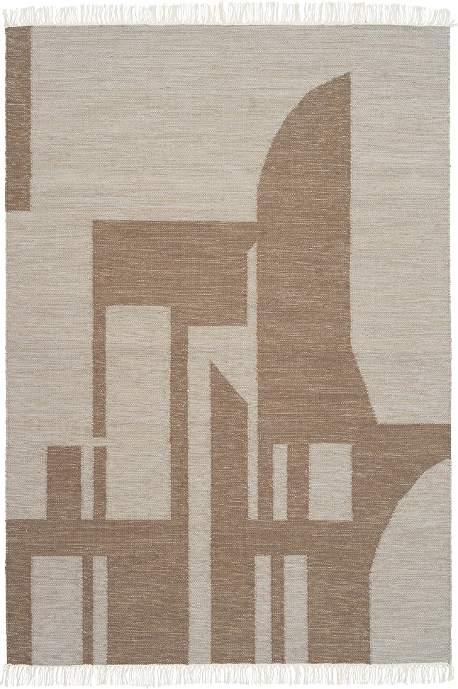 Gulvtæppe Kristina Dam Contemporary Kelim 11x140 Cm Off-white Brun Uld Bomuld