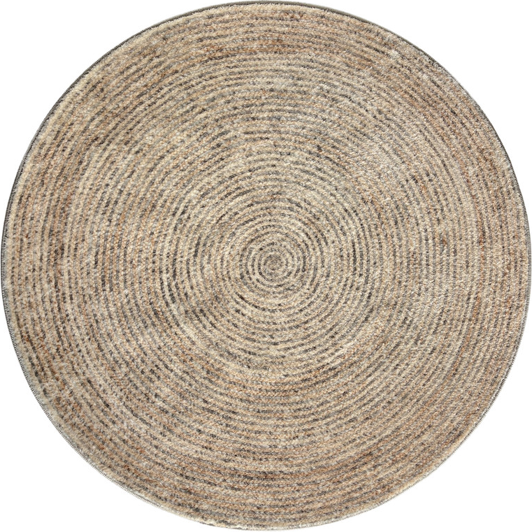 Gulvtæppe Loomery Brady Rund ø90 Cm Beige Polyester Høj Pile