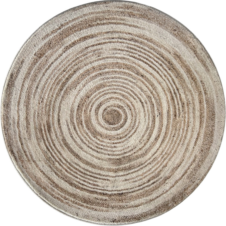 Gulvtæppe Loomery Brady Rund ø90 Cm Beige Polyester Koncentriske Cirkler