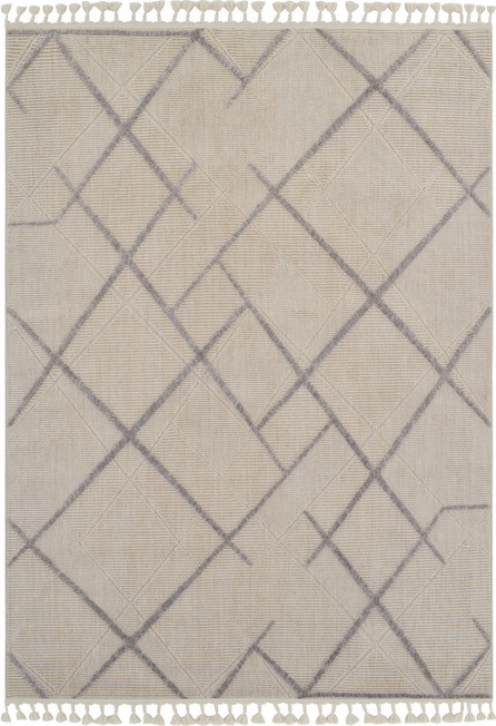 Gulvtæppe Loomery Capo Elfenben Grå 200x290 Cm Polyester Tidløst Geometrisk Mønster