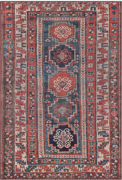 Gulvtæppe Loomery Fenix Fløjlsgarn Flerfarvet 120x180 Cm Vintageorientalsk Design Ekstra Blødt Og Slidstærkt