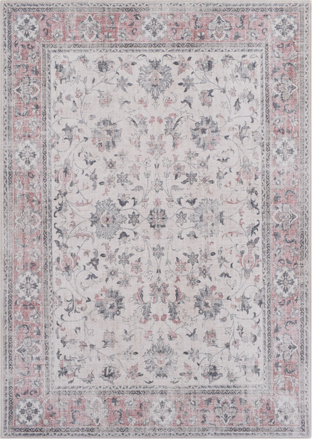 Gulvtæppe Loomery Fenix Fløjlsgarn Lyserød Grå 120x180 Cm