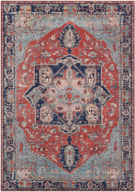 Vintage Gulvtæppe Loomery Fenix - Dybrød Blå Fløjl 110 cm