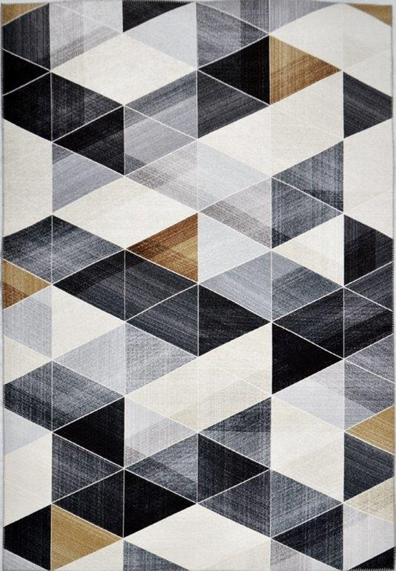 Gulvtæppe Loomery Fenix 60x110 Cm Sort Geometrisk Vintage
