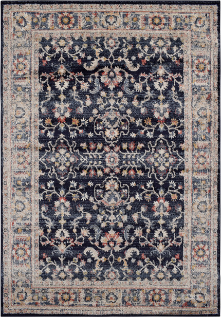 Gulvtæppe Loomery Florence 80x150 Cm   Cm Plys Polypropylen Marineblå Beige Ornamentalmønster
