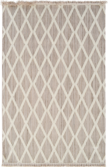 Gulvtæppe Loomery Jean Diamantmønster Hvid Lysegrå 80x150 Cm