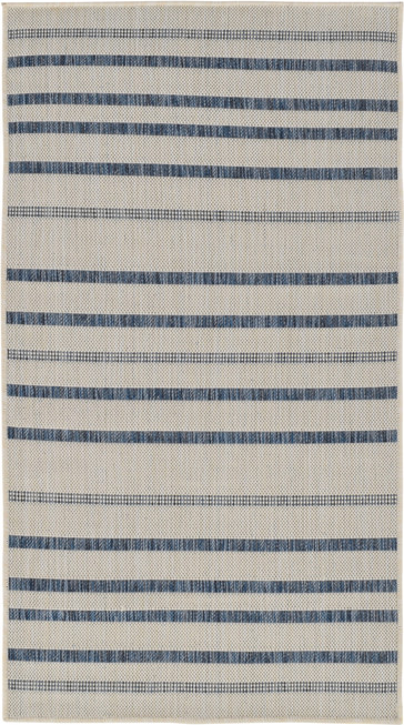 Gulvtæppe Loomery Terrace Polypropylen Flatweave Hvid Azurblå 200ã 290 Cm
