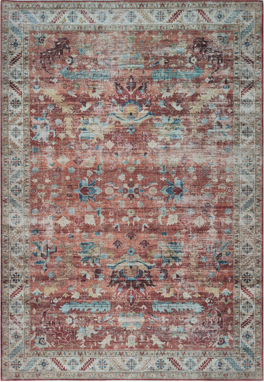 Gulvtæppe Loomery Vintage 200ã 290 Cm   Rød Med Orientalsk Mønster  Maskinvaskbart Chenille Polyester Tæppe  Skridsikker Bomuldsbagside