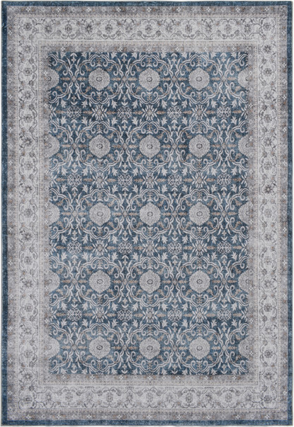 Gulvtæppe Loomery Visco Polyester Gangmåtte 230ã 60 Cm Blå Elfenben Med Anti-slip Belægning Og Vaskbar Bagside