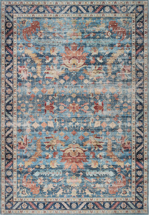 Gulvtæppe Tæppe Loomery Vintage 230ã 160 Cm Blå Chenille Polyester