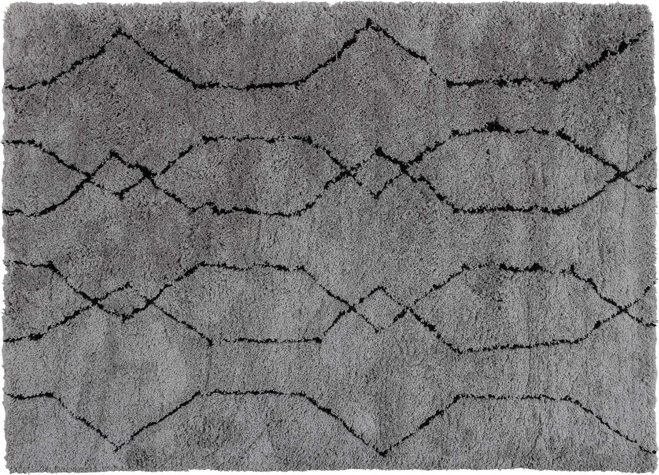 Grafisk Grå-Sort Gulvtæppe fra Woood - 170x240 cm