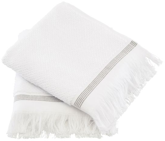 Håndklæde Gæstehåndklæde Meraki Hvid Med Grå Striber 40x60 Cm økologisk Bomuld