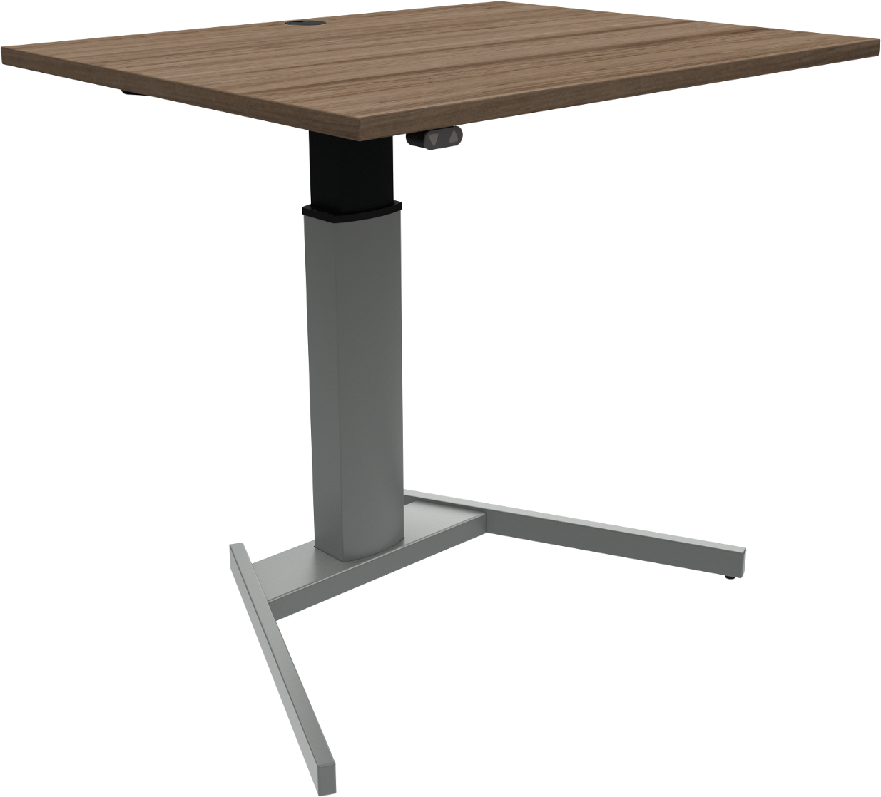 Hæve- Sænkebord Enkeltben Firkantet Zennord Flexiposture 100x80 Cm Mørk Natur Sølv