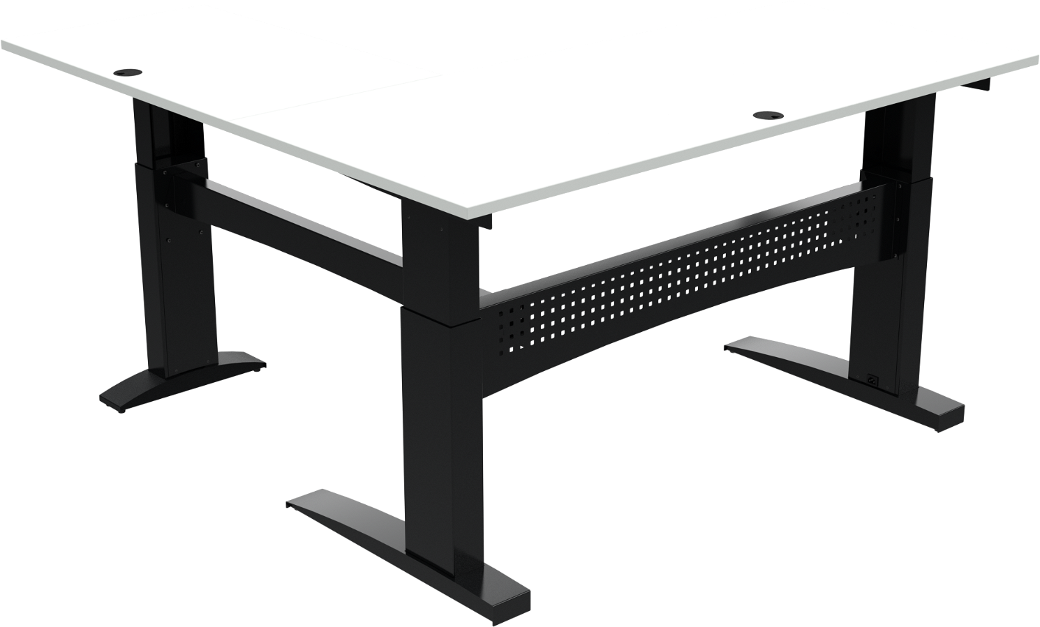 Hæve- Sænkebord Flexdesk Fra Zennord Tre-bens Firkantet Mfc 180ã 180 Cm Højde 65-122 Cm Hvid Sort