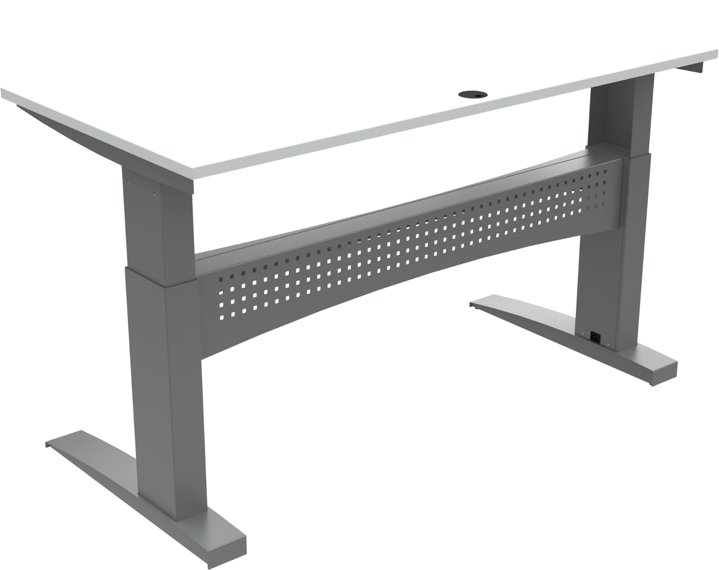 Hæve- Sænkebord To-bens Zennord Flexdesk 160x80 Cm H65-122 Cm Hvid Sølv