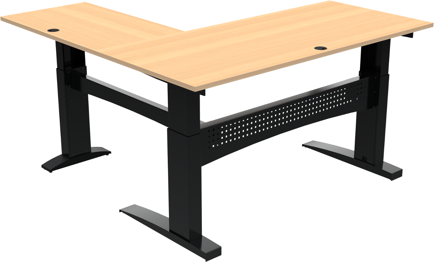 Hæve- Sænkebord Tre-bens Firkantet Zennord Flexdesk 501-11 180   180 Cm Med Kabelføring Natur Sort