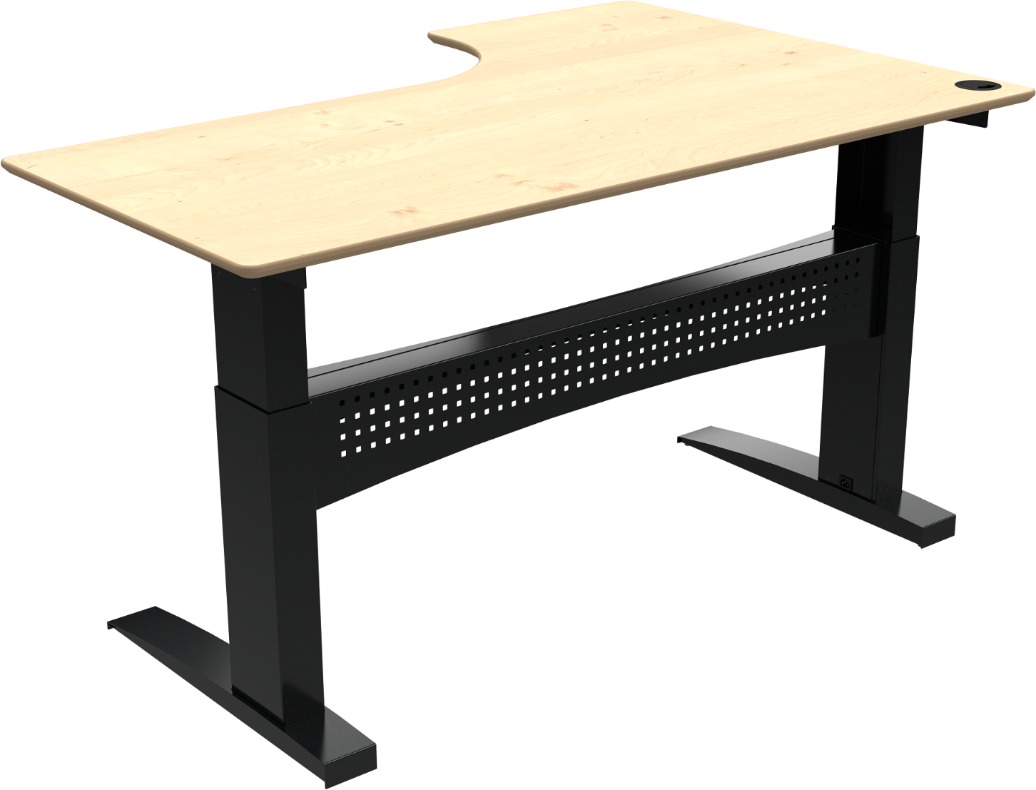 Hæve- Sænkebord Zennord Flexdesk -formet To-bens Venstrevendt Natur Sort 180x120 Cm