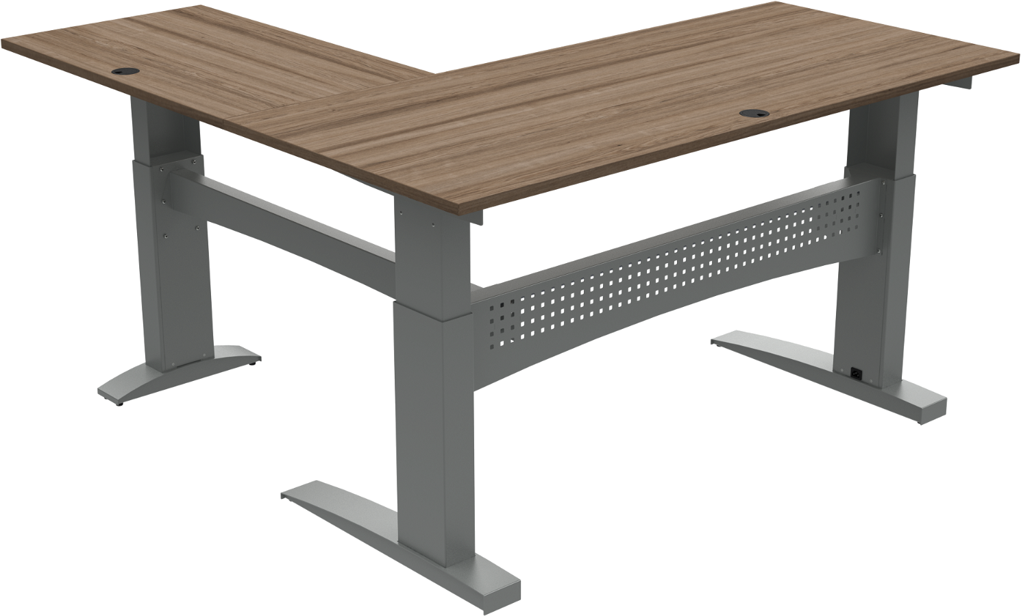 Hæve- Sænkebord Zennord Flexdesk Trebenet Firkantet 180 180 Cm Valnød Sølv
